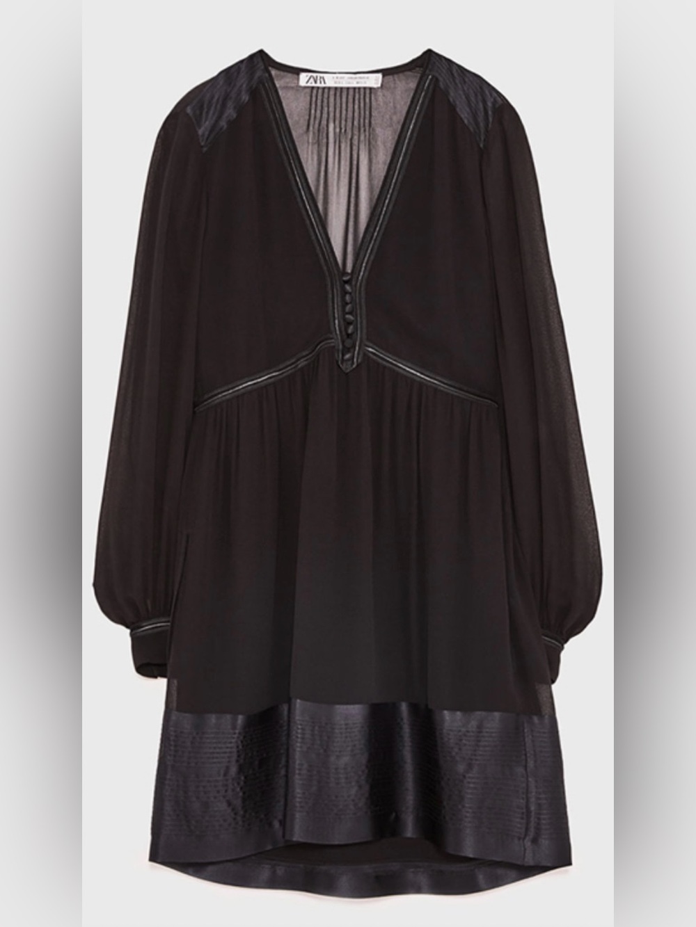 Black Sheer Long-Sleeve Dress